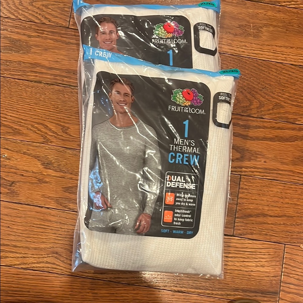 2 pack Fruit of the Loom Men's Thermal Crew - White